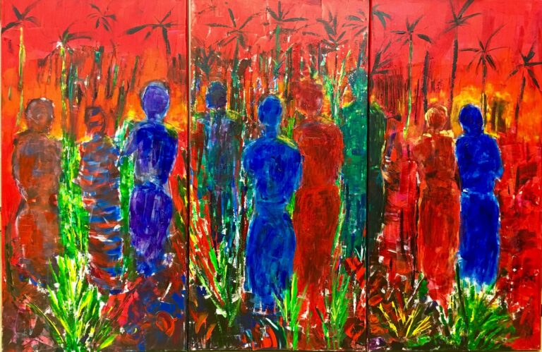 Femmes Triptyque acrylique 2017 3x 50x80 cm