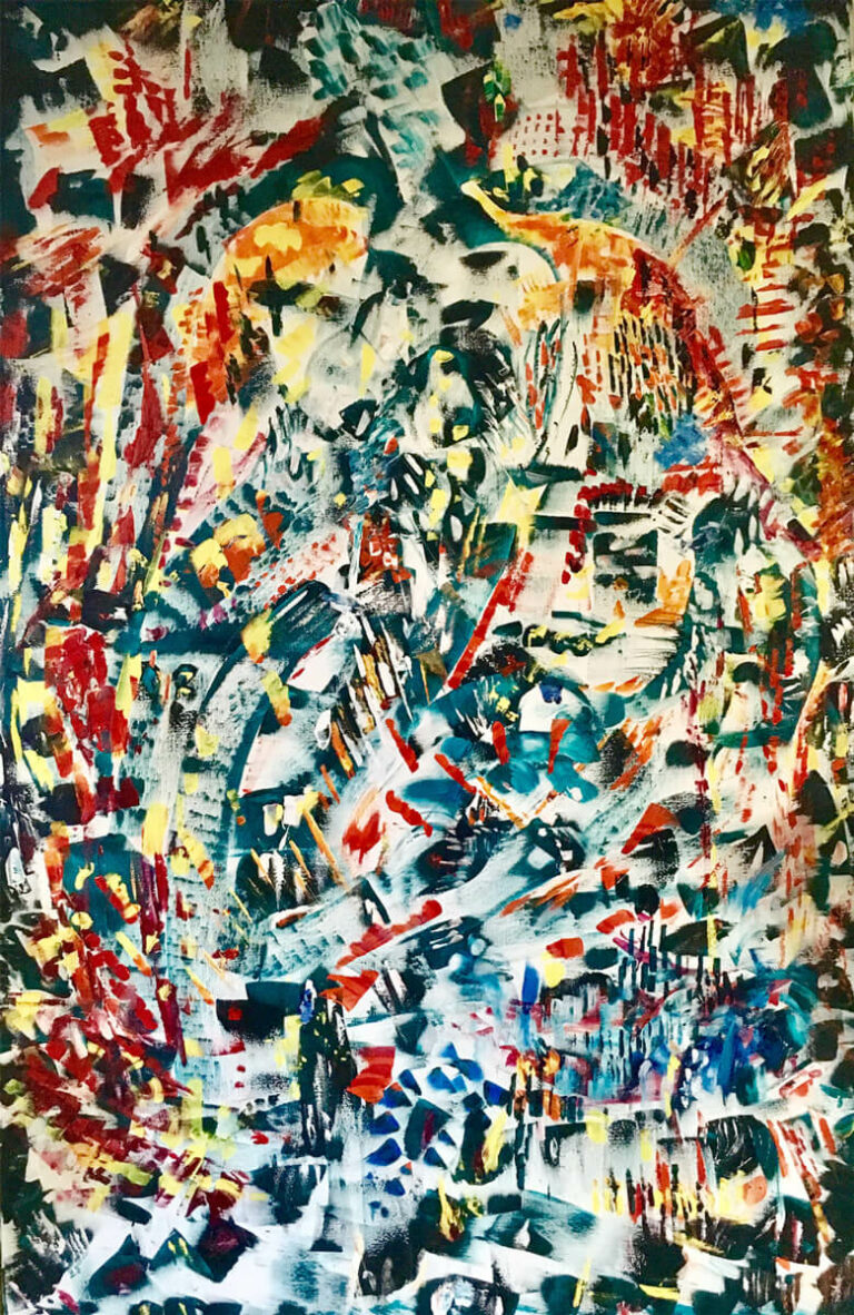 paon & grenouille acrylique 2017 70x30 cm