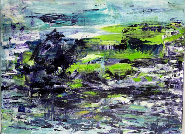 Pebble Beach Californie acrylique 2023 40x30 cm