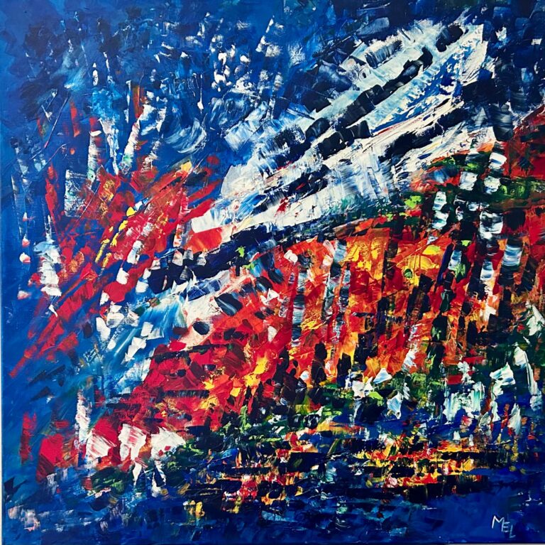 feu d'artifice acrylique 2023 80x80 cm