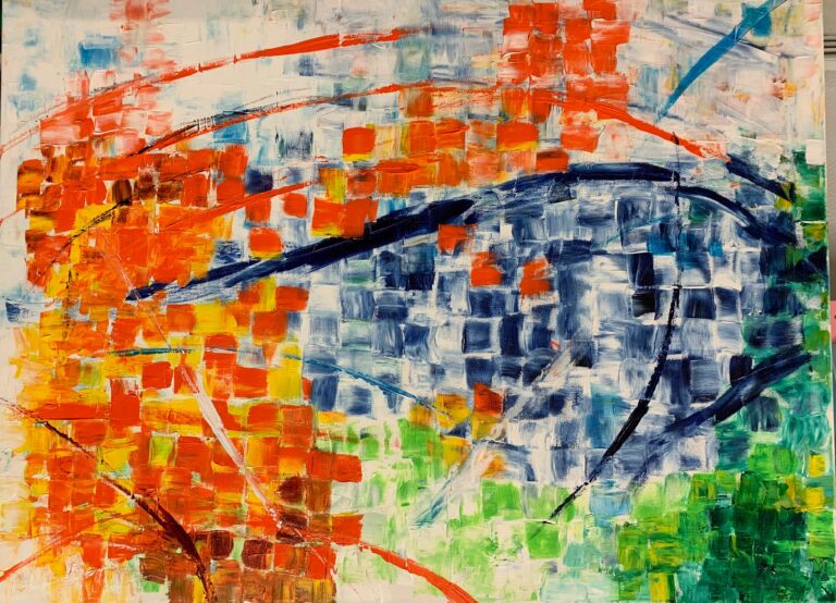 Pointilliste essai 2 acrylique 2024 50x70 cm