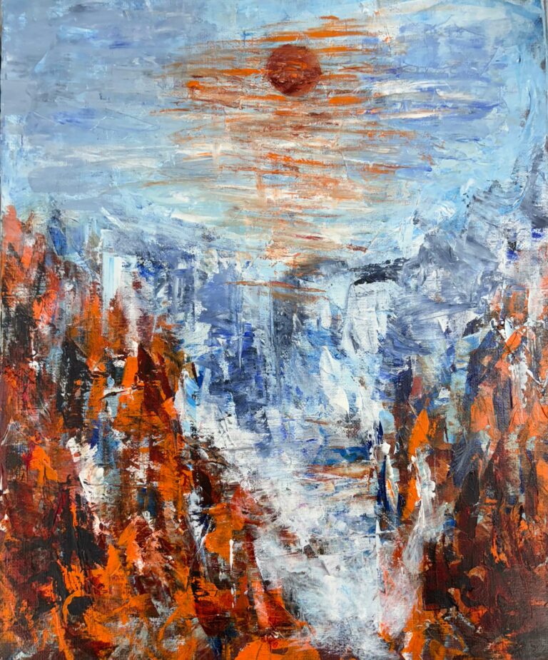 Couché de soleil Arctique acrylique 2025 33x41 cm