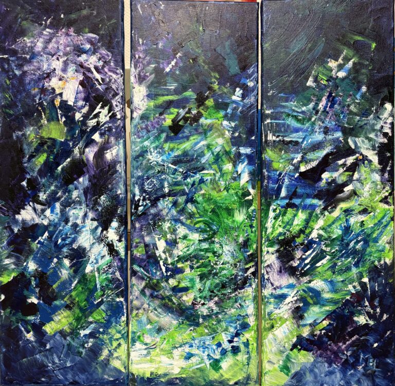 Triptique forêt Reunion acrylique 2025 30x90 cm